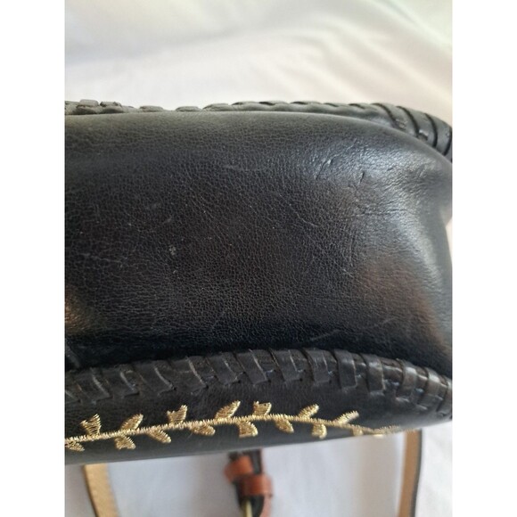 Patricia Nash Arezzo Saddle Bag Black Leather Purse Embroidered - Picture 9 of 16